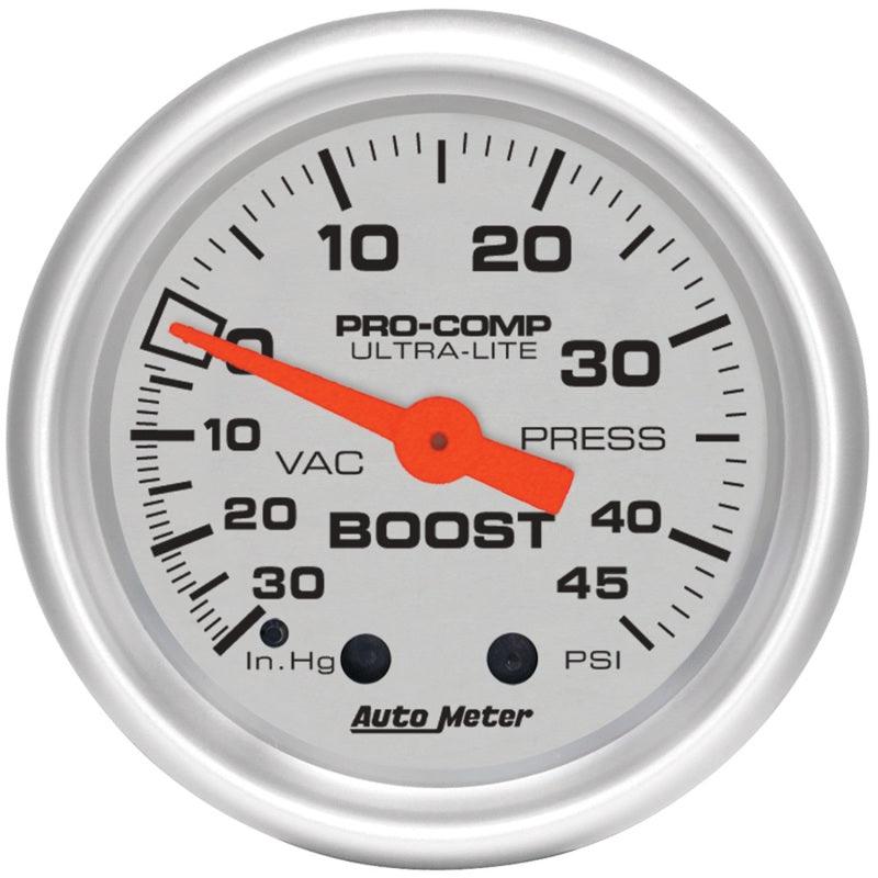 Autometer Ultra-Lite 52mm 30 IN HG/45 PSI Mechanical Boost/Vacuum Gauge - Order Your Parts - اطلب قطعك