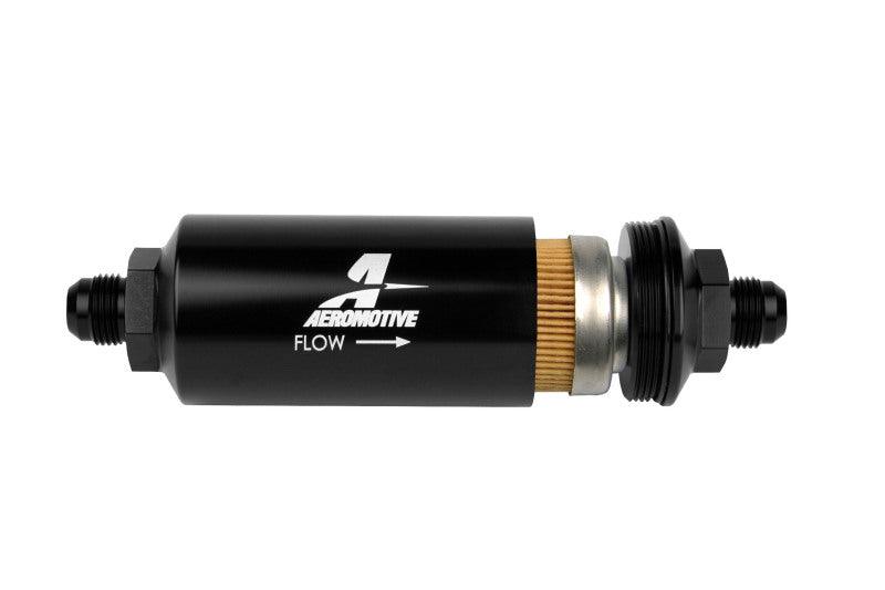 Aeromotive In-Line Filter - (AN -8 Male) 10 Micron Fabric Element Bright Dip Black Finish - Order Your Parts - اطلب قطعك
